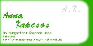 anna kapcsos business card